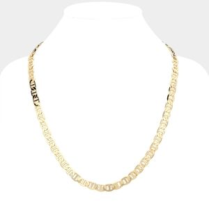 Gold Mariner Link 24" 8mm Necklace Chain Simple Casual Jewelry Metal
